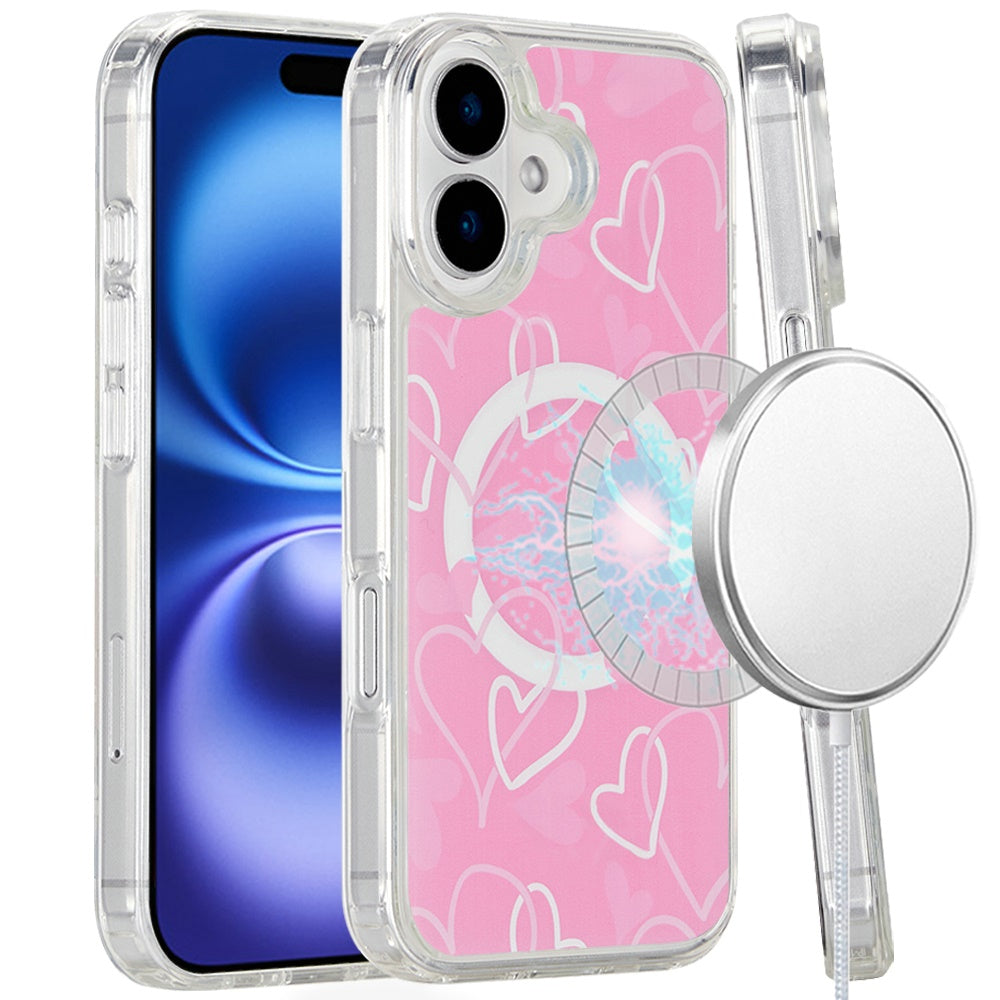 For Apple iPhone 16 (6.1") Magsafe Case Cute Pattern Design Durable Shockproof SlimTPU Hard Back [Compatible with Magsafe] Case Cover