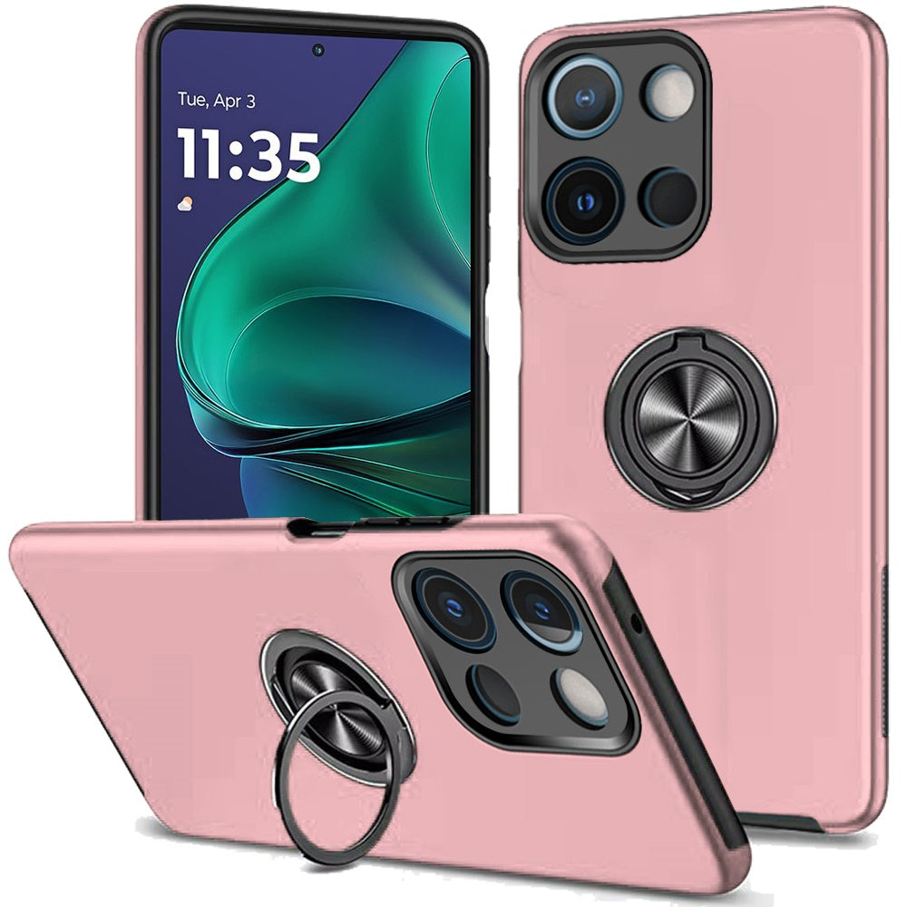 For Motorola Moto G Stylus 5G 2025 Hybrid 360 Degree Rotatable Metal Invisible Ring Stand Holder Slim Fit Magnetic Car Mount Shockproof Case Cover