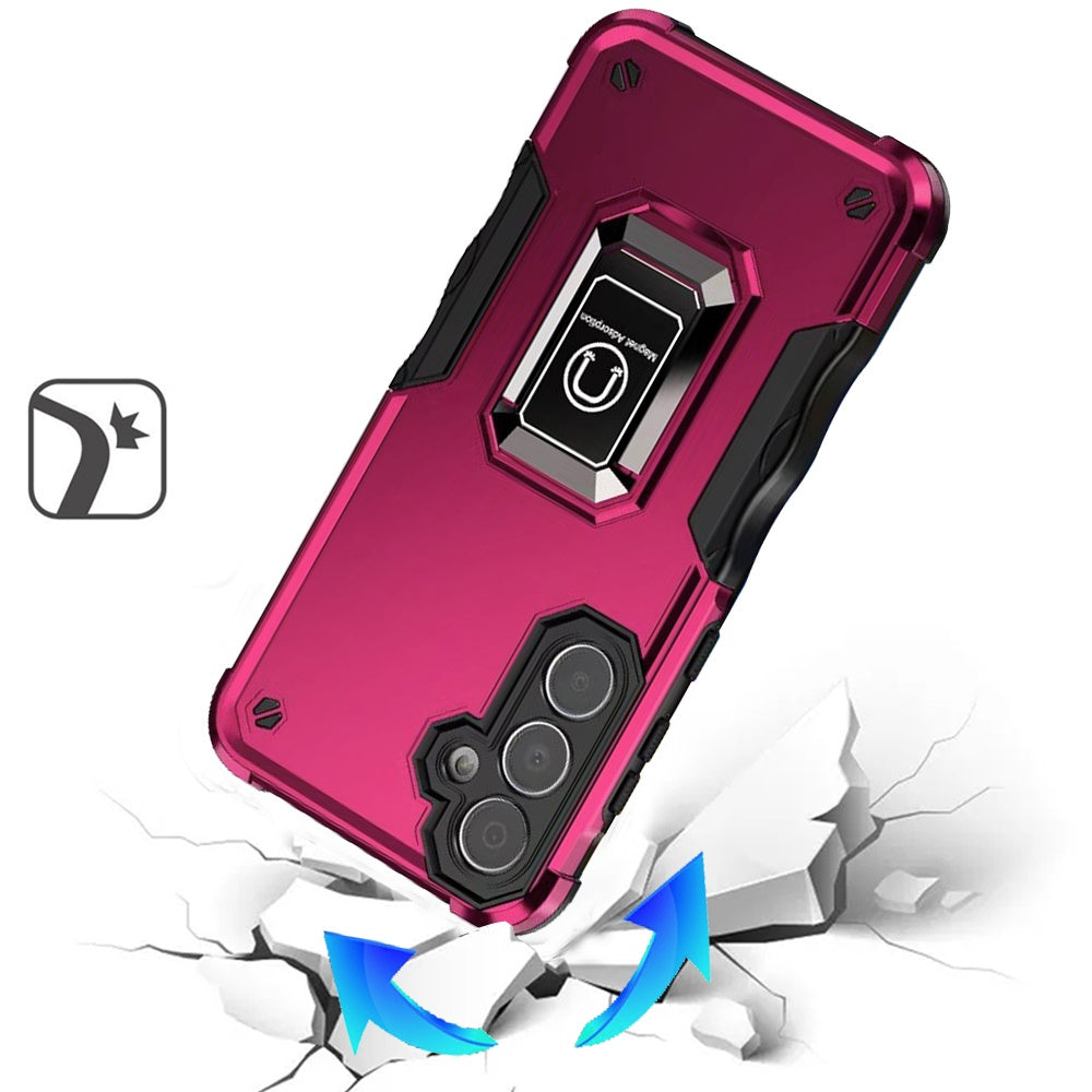 For Samsung Galaxy A36 Hybrid Stand Magnetic Ring Holder Kickstand Heavy Duty Rugged Drop Silicone & Hard PC Shockproof Case Cover