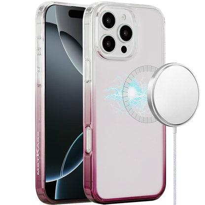 For Apple iPhone 16 (6.1") Transparent Two Tone Gradiant Magnetic Space [Compatible with Magsafe] Hybrid Shockproof Protective Case Cover