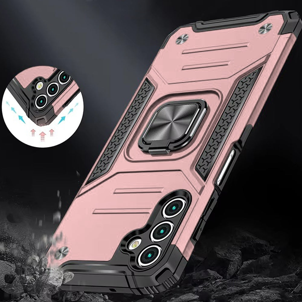 For Samsung Galaxy A36 Armor Hybrid Magnetic Stand with Ring Holder Kickstand Shockproof Heavy-Duty Durable Rugged TPU Dual Layer Case Cover