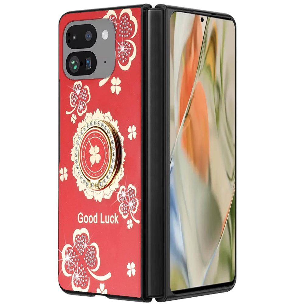 For Google Pixel 10 Pro Fold Diamonds 3D Fashion Bling Sparkly Glitter Ornaments Engraving Hybrid with Ring Kickstand Case Cover