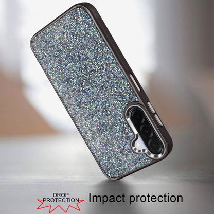For Samsung Galaxy S25 Fan Edition /Galaxy S25 FE Crystal Sparkle Diamond Glass Full Mini Glitter Bling Frame TPU Hybrid Protective Case Cover