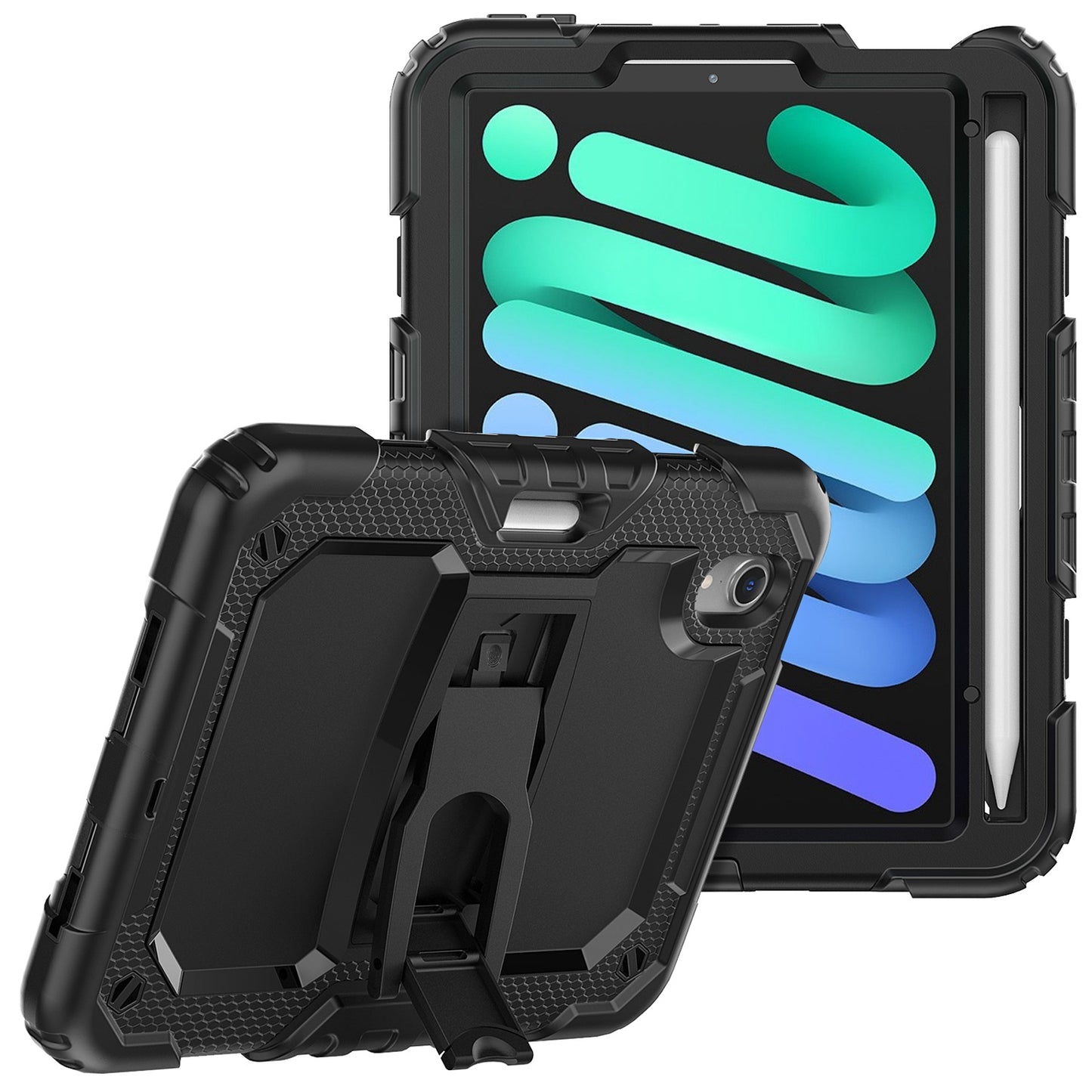 For Heavy Duty Hybrid Full Body 2in1 Rugged Shockproof Drop Protective Tablet with Slide Kickstand Black Tablet Case Cover