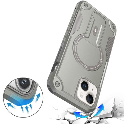 For Apple iPhone 15 Magnetic Invisible Kickstand Holder with Magsafe, Slim Fit Shockproof Hybrid Military Grade Heavy Duty Case Cover