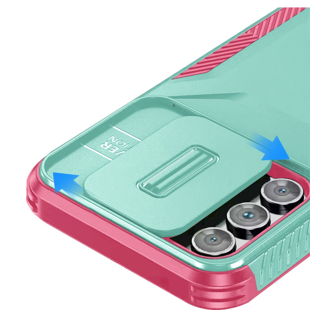 For Google Pixel 9A Slim Fit Shockproof Hybrid with Slide Camera Window Covering, Rugged Tpu Silicone Hard PC Bumper Case Cover