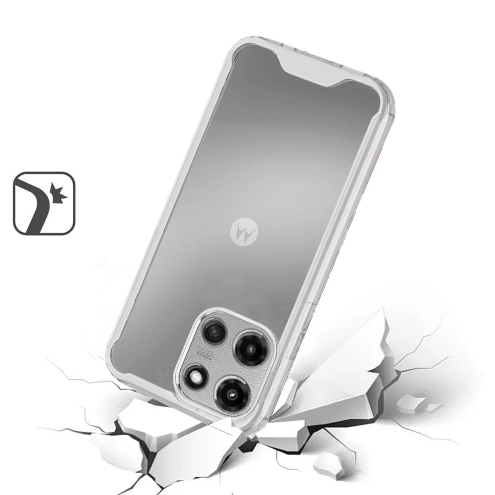 For Motorola Moto G Stylus 5G 2025 Clear Colored Shockproof Transparent Hard PC + Rubber TPU Hybrid Bumper Shell Slim Protective Case Cover Clear