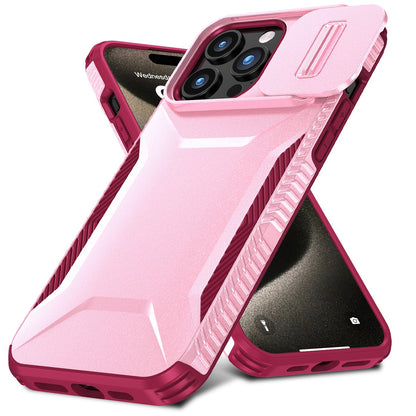 Apple iPhone 16 (6.1") Slim Fit Shockproof Hybrid with Slide Camera Window Covering, Rugged Tpu Silicone Hard PC Bumper