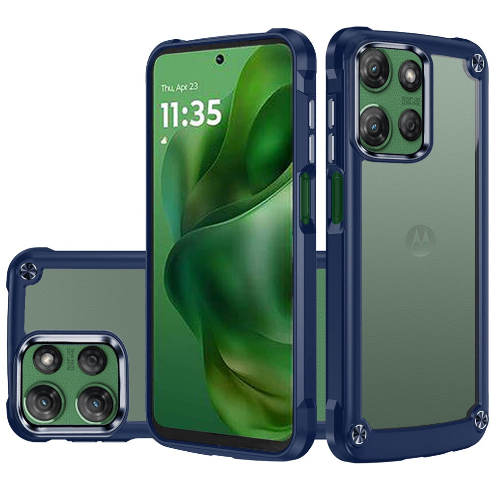 For Apple iPhone 16e Hybrid Transparent Rubber with Metal Buttons & Camera Edges Hard TPU Corner Frame Bumper Case Cover