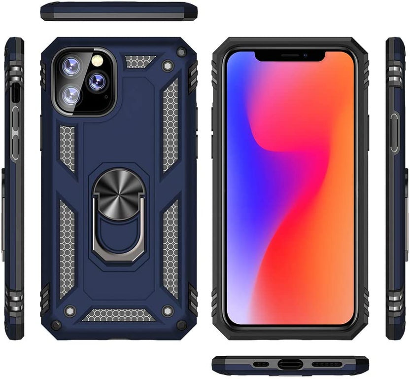 For Motorola Razr+ 2025, Motorola Razr+ Plus (2025) Shockproof Hybrid Dual Layer PC + TPU with Metal Ring Kickstand Heavy Duty Armor Shell Case Cover Blue