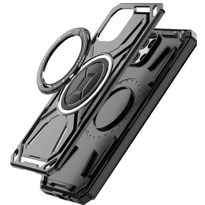 For T-Mobile Revvl 7 Pro 5G Hybrid Magnetic Ring and 360° Rotational Kickstand with MagSafe Compatible, Military Grade Drop Protection Case Cover Black
