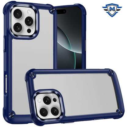 For Apple iPhone 16 Pro (6.3") Ultimate Hybrid Transparent Rubber with Metal Buttons & Camera Edges Hard TPU Frame Corner Bumper Case Cover