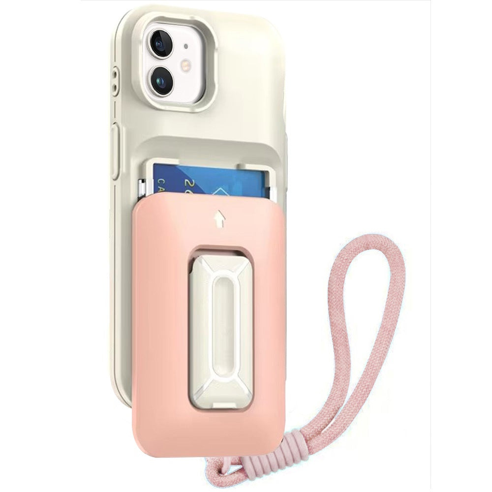 For Apple iPhone 15 Wallet Case with 2- Credit Card Holder, Wrist Strap & Kickstand Hybrid Shockproof TPU Case Cover