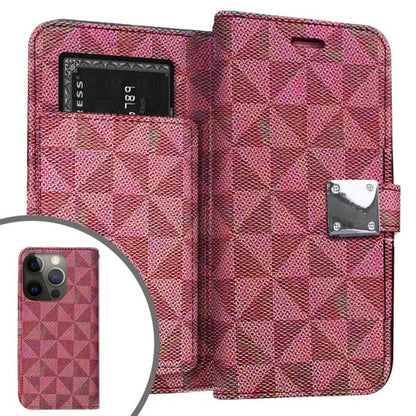 For Gabb Phone 4 Pro PU Leather Fabric Wallet Pouch 6 Credit Card Slots ID Cash Storage Carrying Pouch Folio Flip & Magnetic Closure Case Cover Magenta