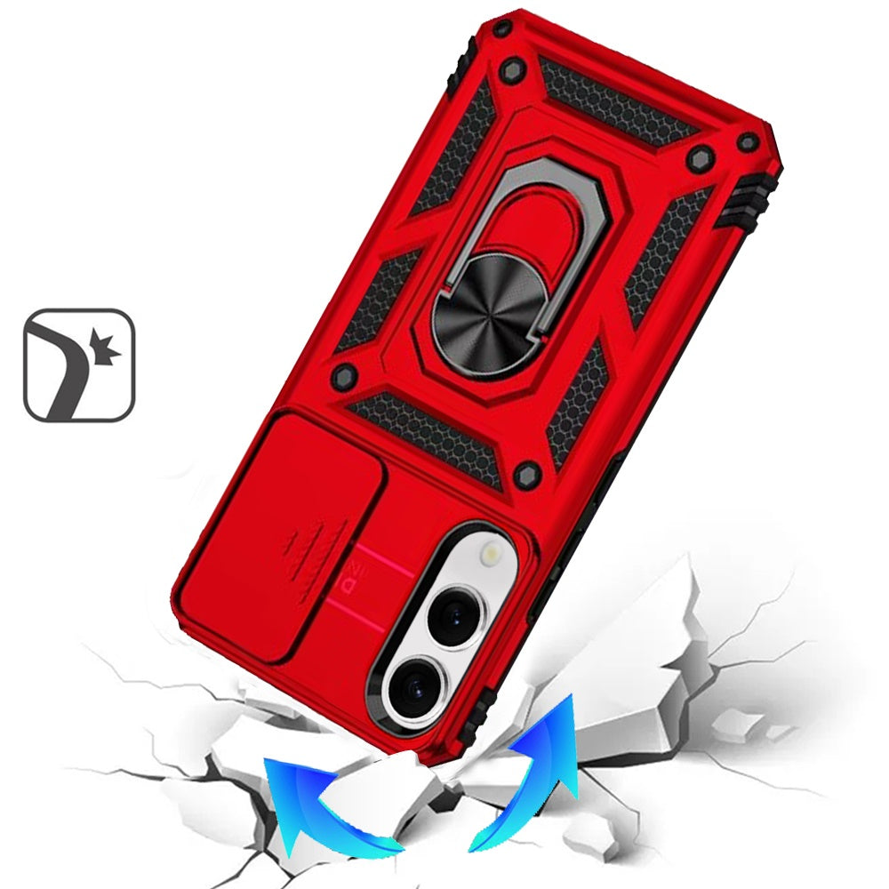 For Samsung Galaxy S25 EDGE Hybrid Ring Shockproof with 360° Rotate Ring Kickstand, Camera Lens Protection, Soft Edge Bumper Case Cover