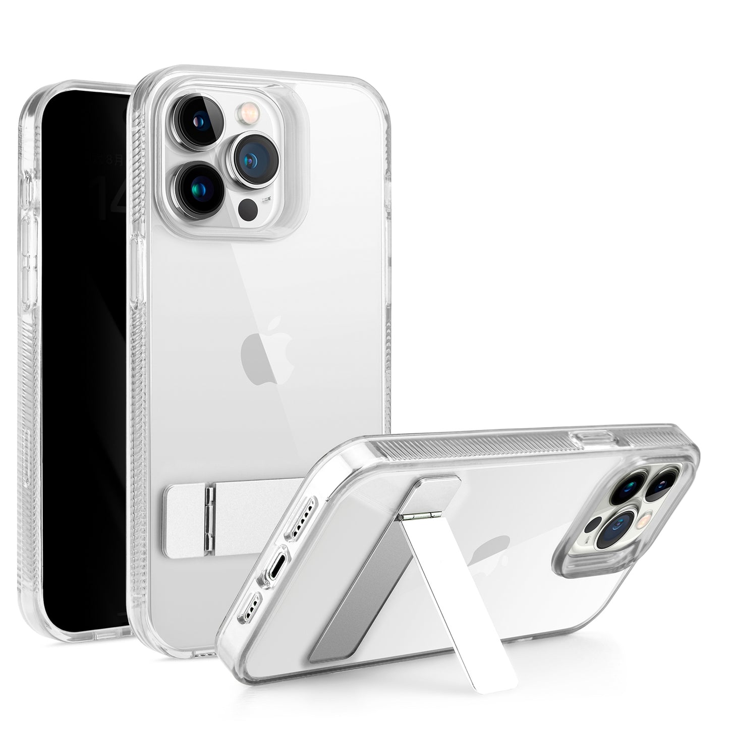For Samsung Galaxy S25+ /S25 Plus /S24+ Plus Transparent with Sturdy Metal Kickstand Hybrid Dual Layer Tough Shock-Absorbent Slim Fit Hard PC + TPU Case Cover Clear