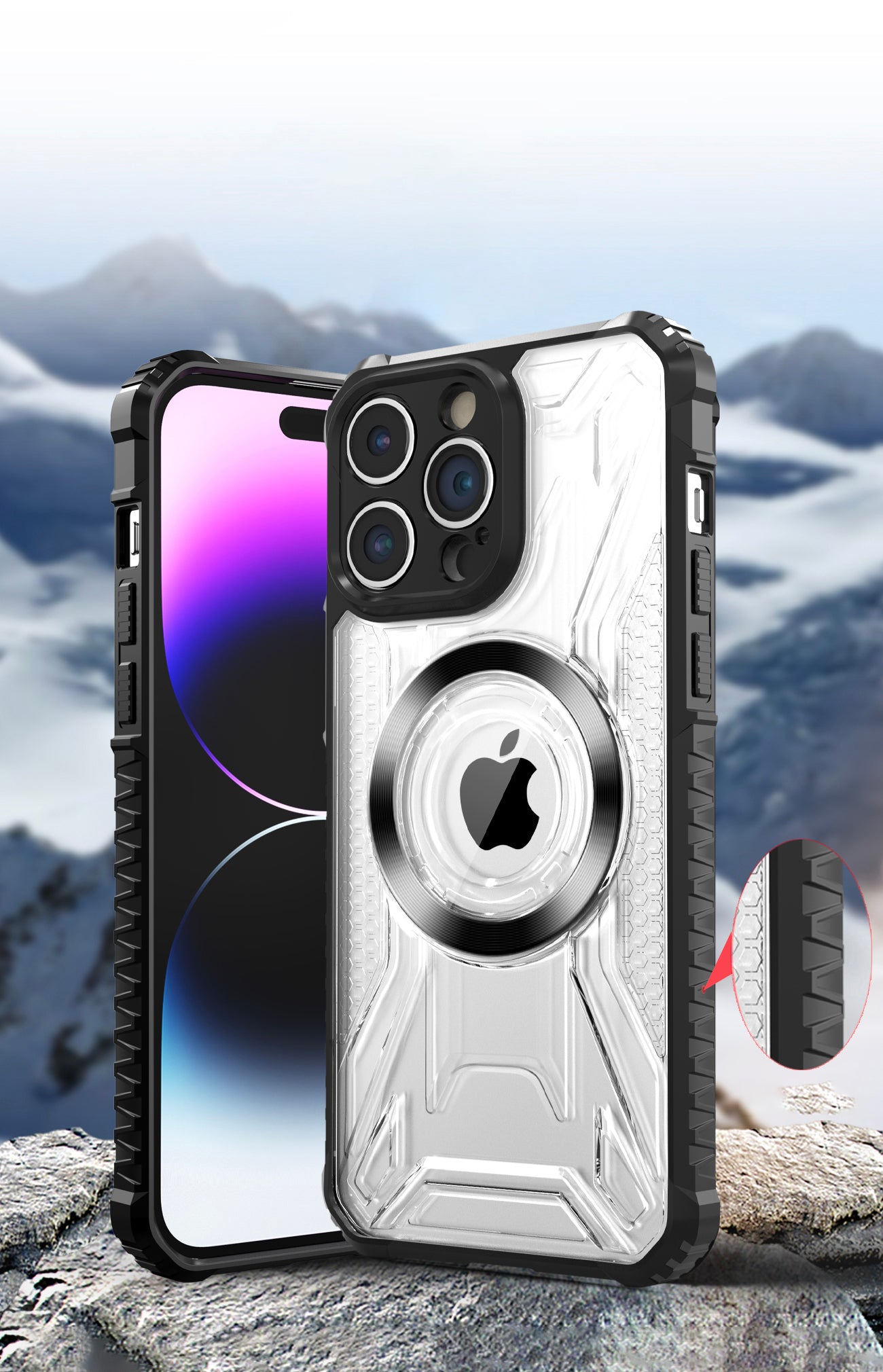 For Apple iPhone 16 Pro Max (6.9") MagSafe Compatible Pattern Clear Transparent Rugged Hybrid Magnetic TPU Shockproof Armor Case Cover