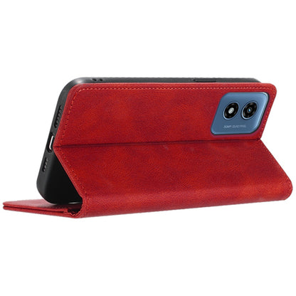 For Apple iPhone 16 (6.1") Premium Wallet PU Vegan Leather ID Credit Card Slot Money Holder with Magnetic Closure Pouch Flip Case Cover Red