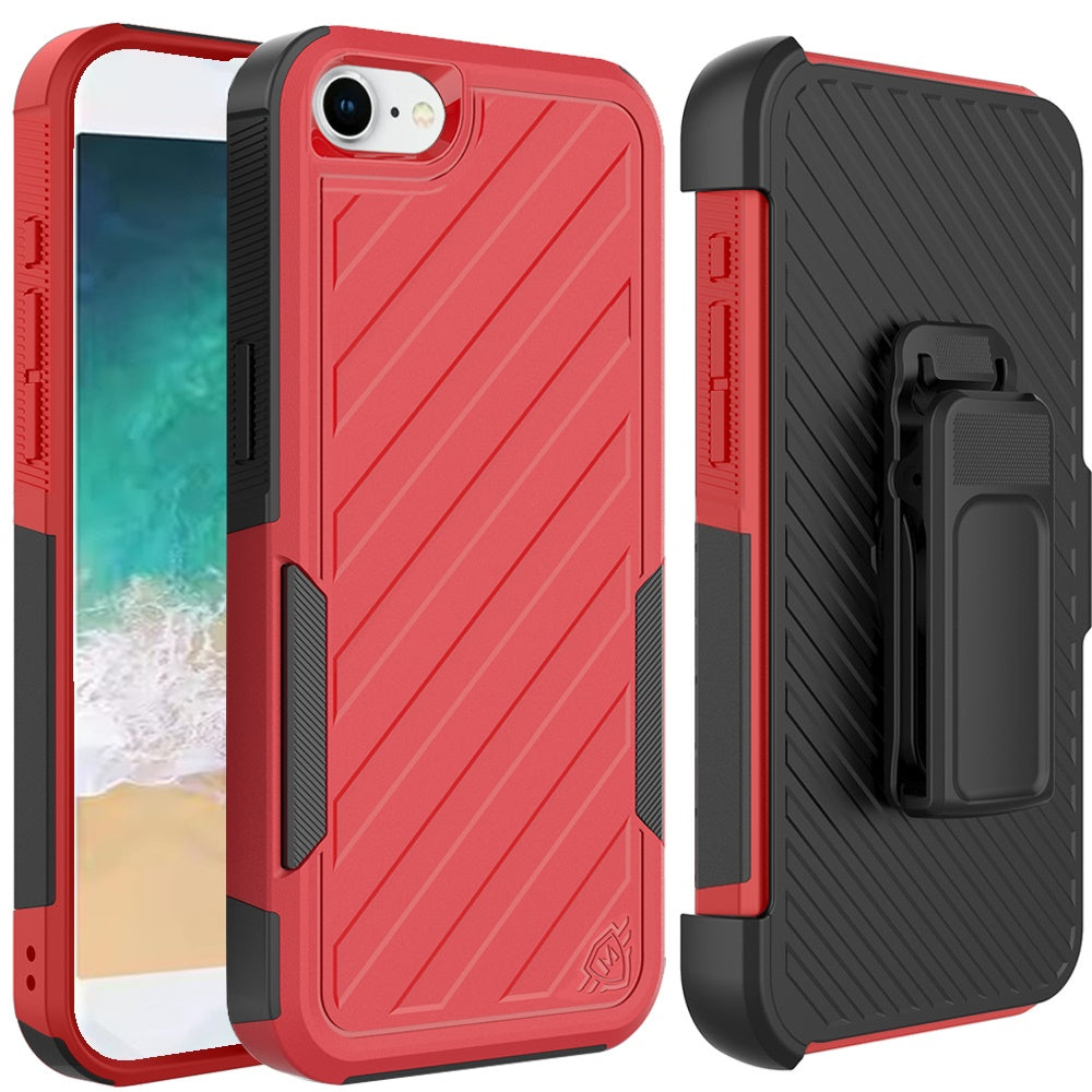 For Apple iPhone SE 4 Rugged 2in1 Armor Combo Belt Clip Holster, Non-Slip Tough Hybrid lined Shockproof Case Case Cover