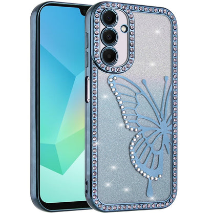 For Samsung Galaxy A16 5G Butterfly Glitter Diamond Shimmer Hybrid Slim & Stylish Electroplated Sparkly Bling Shockproof TPU Protective Case Cover