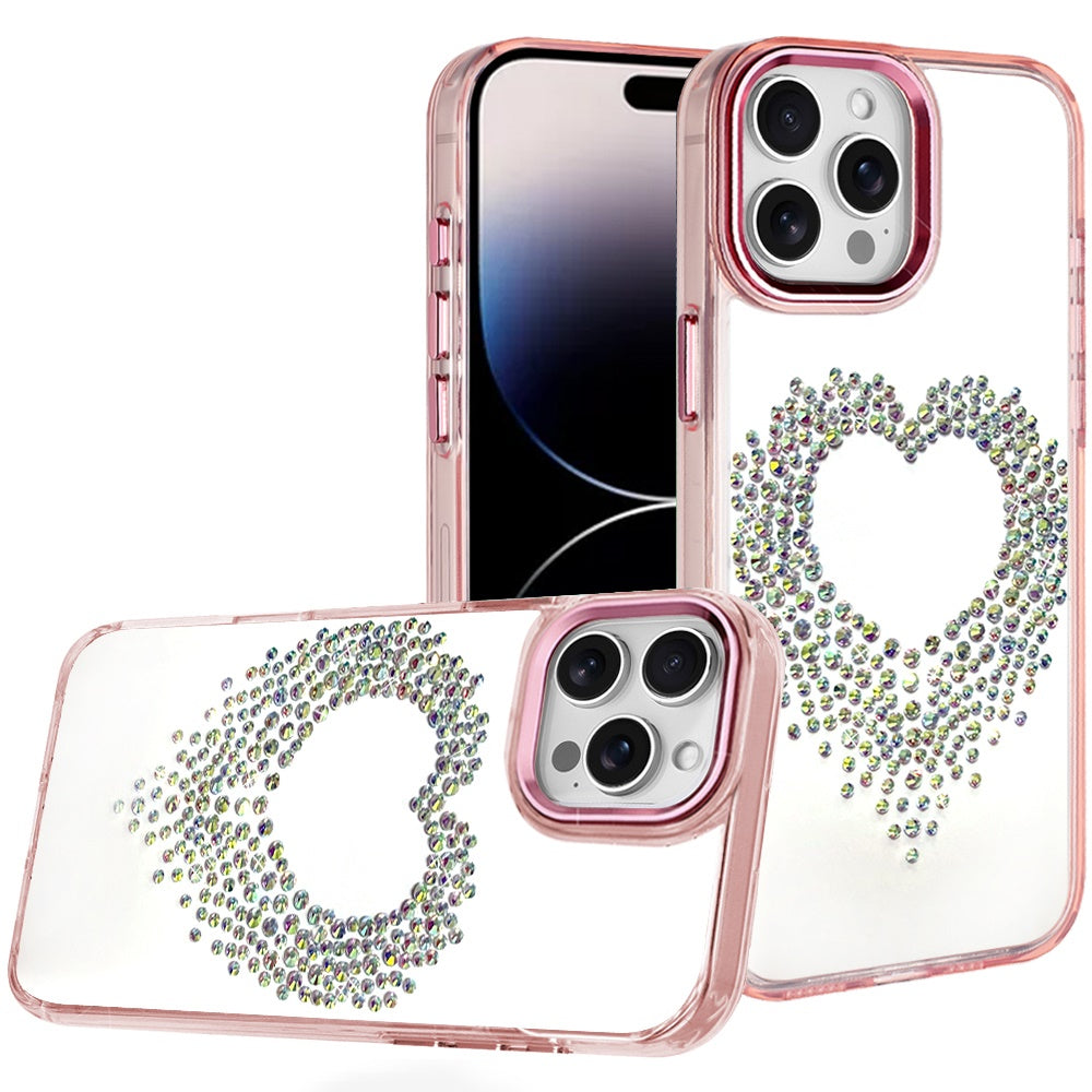 For Samsung Galaxy A17 5G Angel Hearts Bling Glitter Diamond Hybrid TPU Cover, Colorful Frame Shockproof Protective Back Case Cover