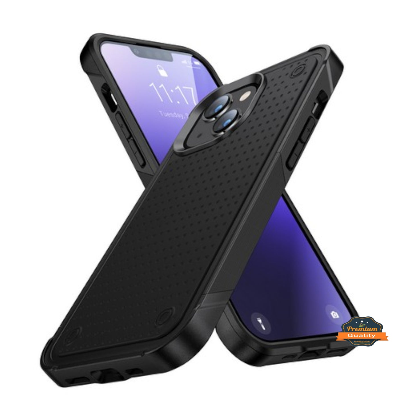 For Apple iPhone 15 Pro (6.1") Shockproof Non-Slip Textured Heavy Duty Rugged TPU Drop Military Protection Bumper  Phone Case Cover
