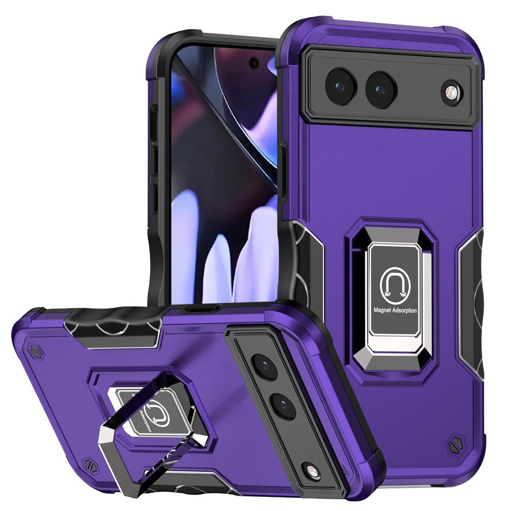 For Google Pixel 9A Hybrid Stand Magnetic Ring Holder Kickstand Heavy Duty Rugged Drop Silicone & Hard PC Shockproof Case Cover