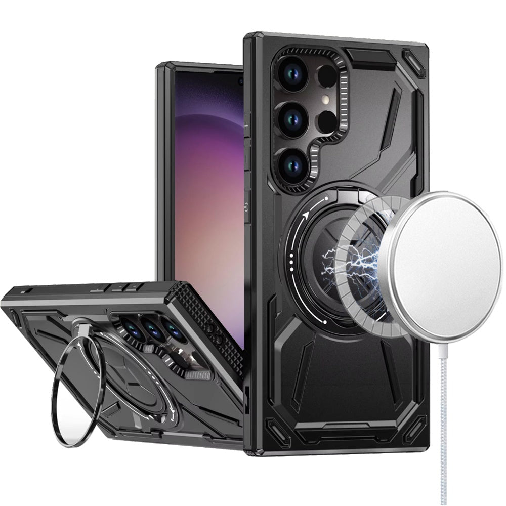 For Samsung Galaxy S23 Ultra Hybrid Magnetic Ring and 360° Rotational Kickstand with MagSafe Compatible, Military Grade Drop Protection Case Cover