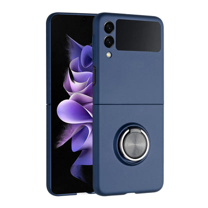 For Samsung Galaxy Z Fold 7 Matte Magnetic Ring Stand Hybrid, Shockproof Protective Silicone Fit Magnetic Car Mount Case Cover