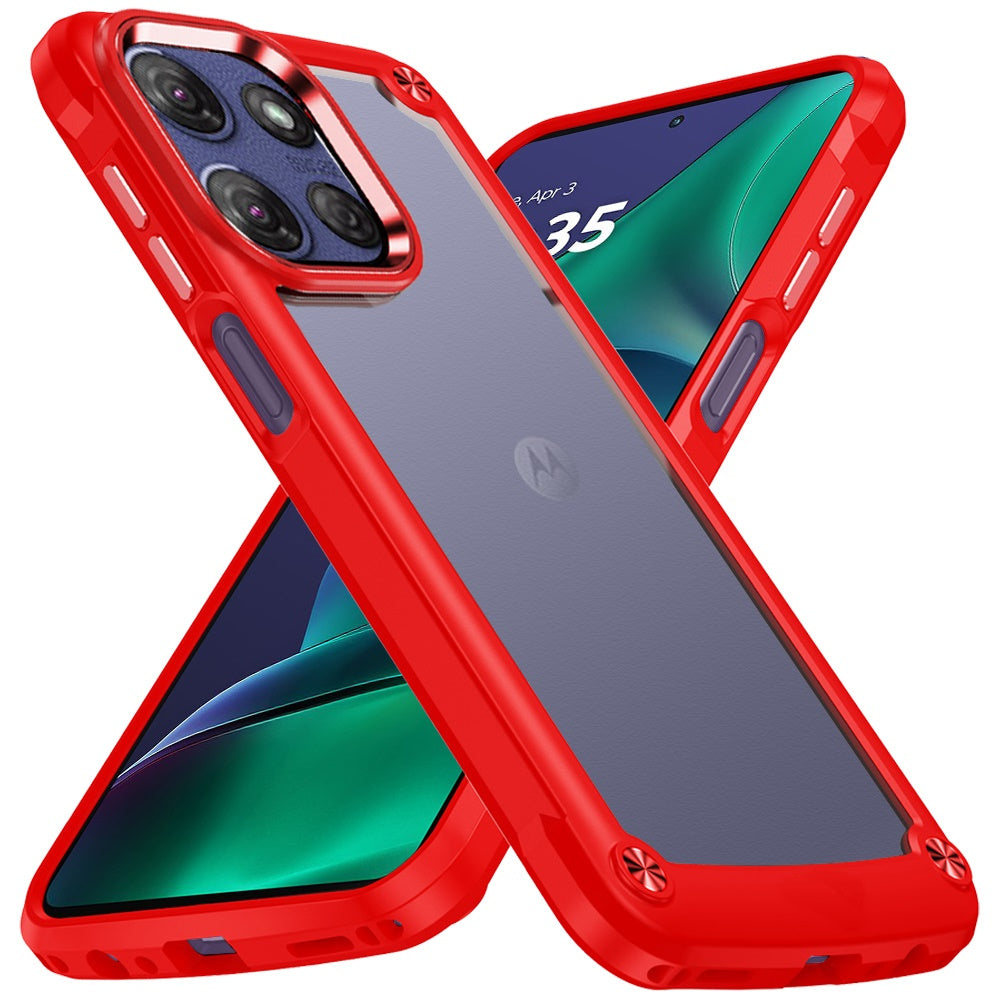 For Motorola Moto G Stylus 5G 2025 Hybrid Transparent Rubber with Metal Buttons & Camera Edges Hard TPU Corner Frame Bumper Case Cover