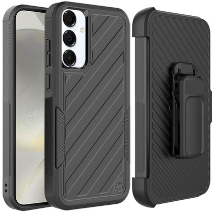 For Motorola Moto G 5G /Moto G 2025 Premium Tough Hybrid Case with Belt Clip Holster, Shockproof Rugged Design, Textured 2in1 Non-Slip Case Cover Black