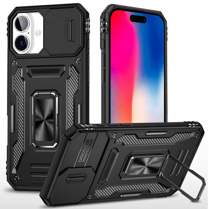 Apple iPhone 15 (6.1") Hybrid Case with Rotation Ring Stand Shockproof & Camera Window TPU Armor Dropproof