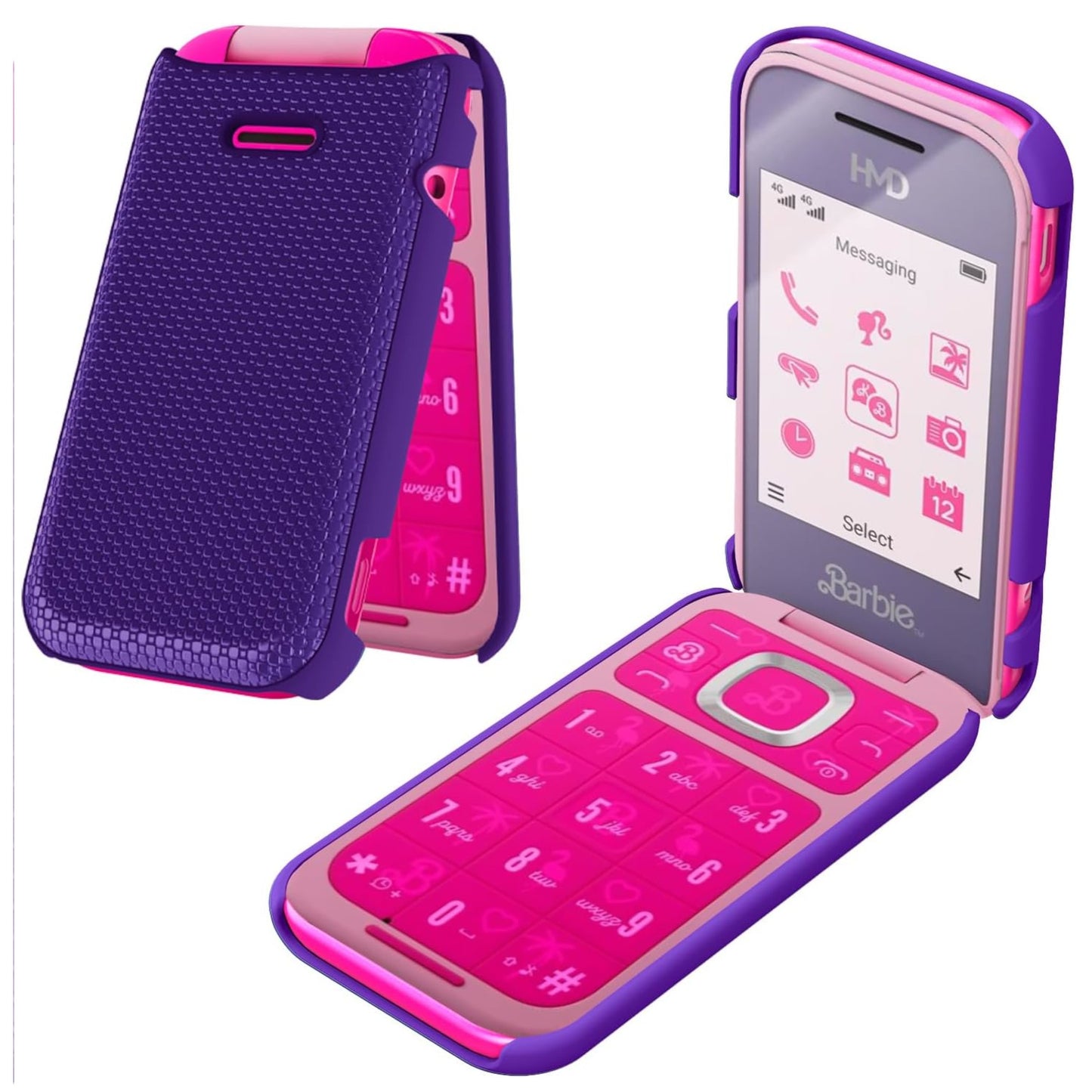 For HMD Barbie Flip Dual Layer Slim & Tough Hybrid Shockproof Heavy Duty Rubber TPU Matte with Textured Rugged Shell Protection Case Cover