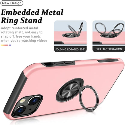 For Gabb Phone 4 Pro Military Grade Hybrid Case with Flat Metal Ring 360° Rotation Kickstand, Slim Fit Back Hard PC Case Cover Pink