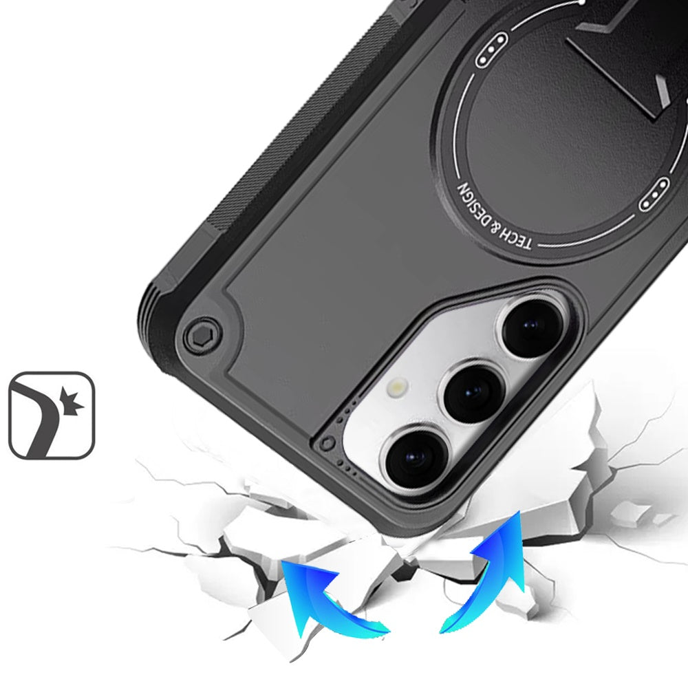 Shockproof Samsung Galaxy S25/S24 Magnetic Hybrid Case with Kickstand - Durable Cover