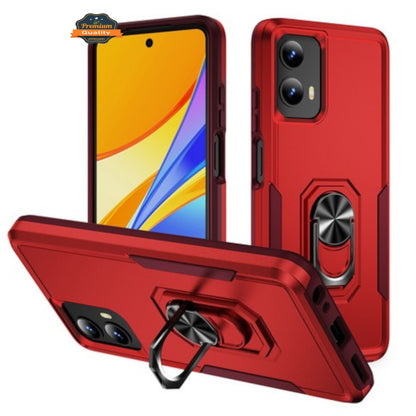 For Motorola Moto G Stylus 5G 2025 Heavy Duty Rugged Hybrid, Dual-Layer Shockproof Protection with Magnetic Ring Stand Holder Case Cover