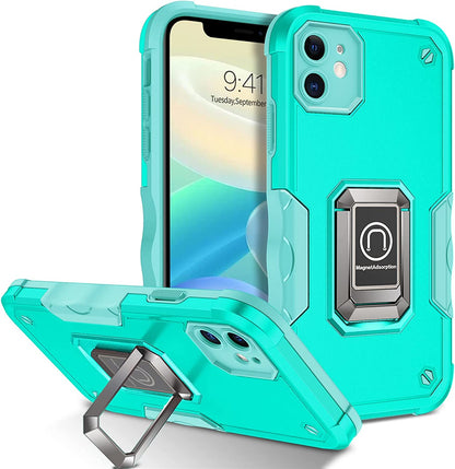 For Gabb Phone 4 Pro Heavy Duty Hybrid 2in1 Hard PC & TPU Rugged Bumper Shockproof with Magnetic Ring Kickstand Case Cover Blue
