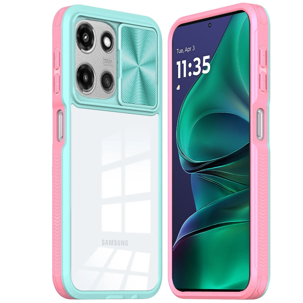For Motorola Moto G Stylus 5G 2025 Hybrid Cases with Sliding Camera Cover Transparent Shockproof Bumper TPU Protective Case Cover