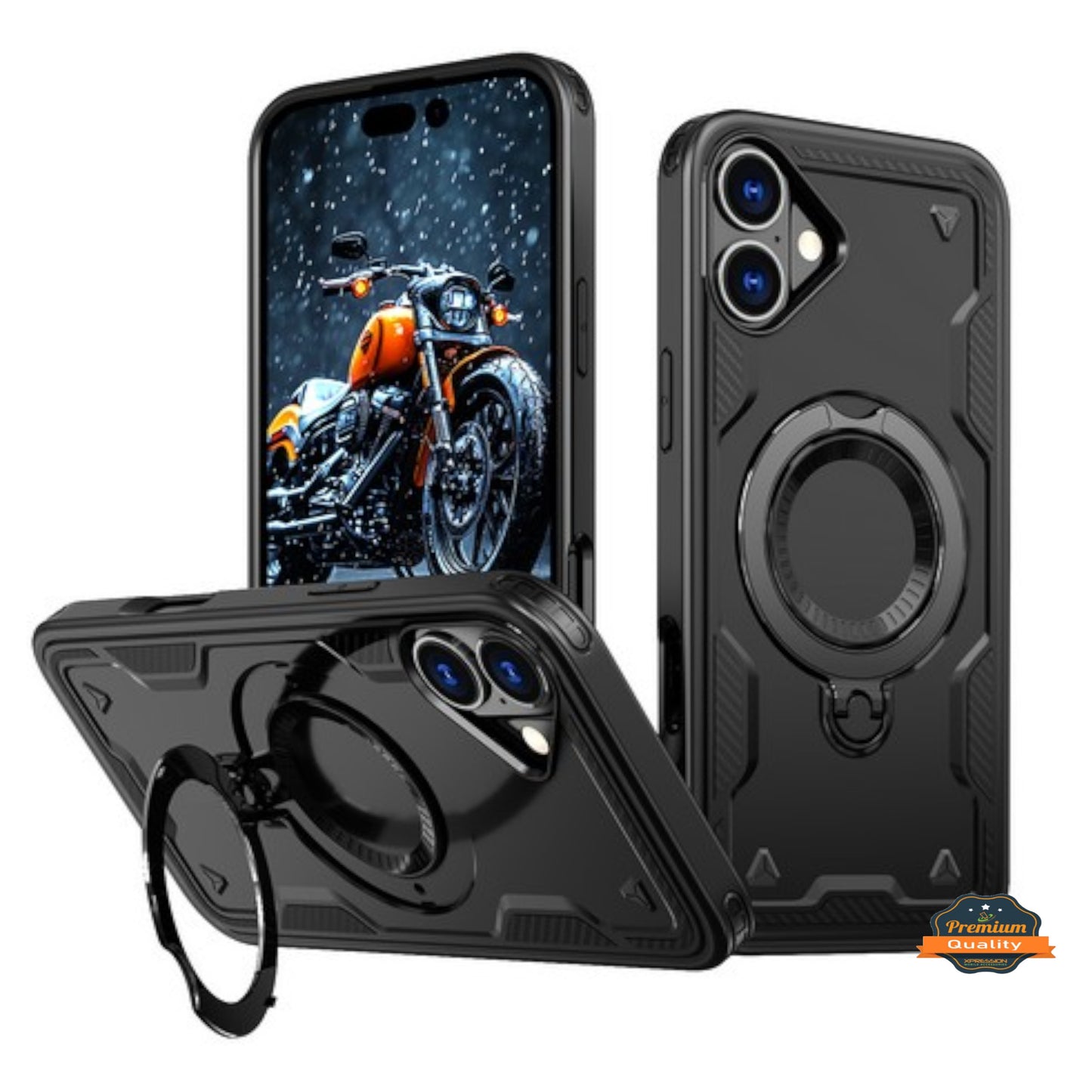 For Apple iPhone 16 Plus (6.7") Ring Holder Case, Military-Grade Shockproof Protective Cover with Magnetic Kickstand [Compatible with Magsafe] Case Cover