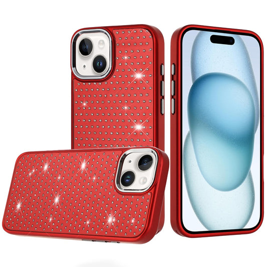 For Apple iPhone 17 Bling Diamond Metallic, Full Sparkle Chrome Edged Hybrid Protective Shockproof Case Cover