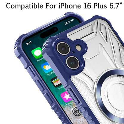 For Apple iPhone 16 Plus (6.7") MagSafe Compatible Pattern Clear Transparent Rugged Hybrid Magnetic TPU Shockproof Armor Case Cover