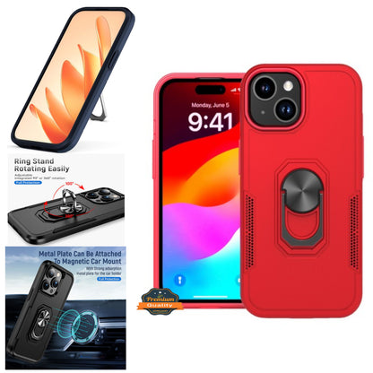 For Samsung Galaxy A16 Slim Hybrid Case with Ring Stand 360° Rotate & Magnetic Back Grip Kickstand Military Grade Shockproof Protector