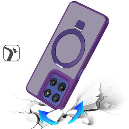 For Apple iPhone 11 Magnetic Circle Back with Ring Stand Full Rotation Matte Hybrid Shockproof Case Cover Purple