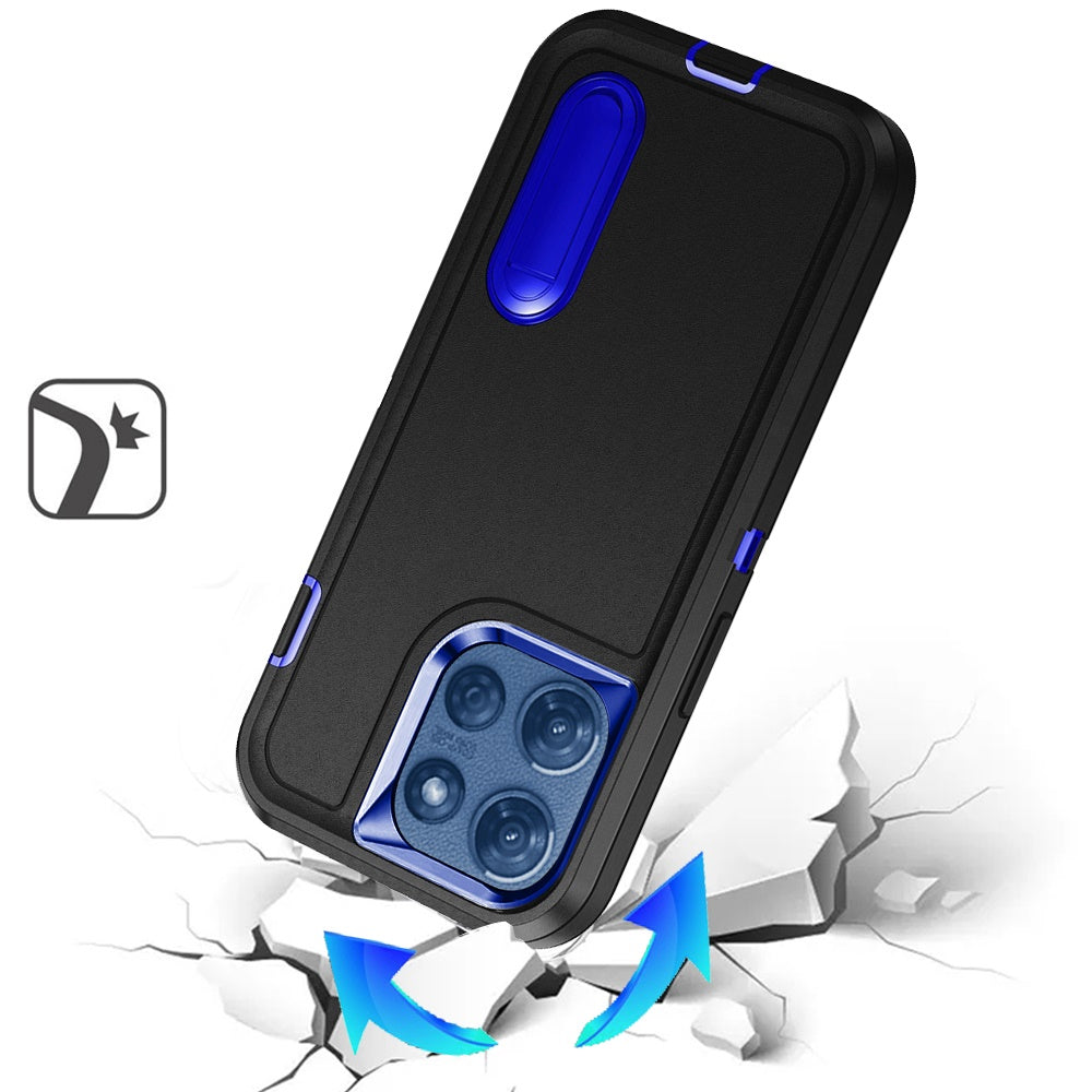 For Motorola Moto G 5G /Moto G 2025 Hybrid 3 Layers Hard 3in1 Shockproof with Kickstand Heavy Duty Hard TPU Rubber Anti-Drop Case Cover