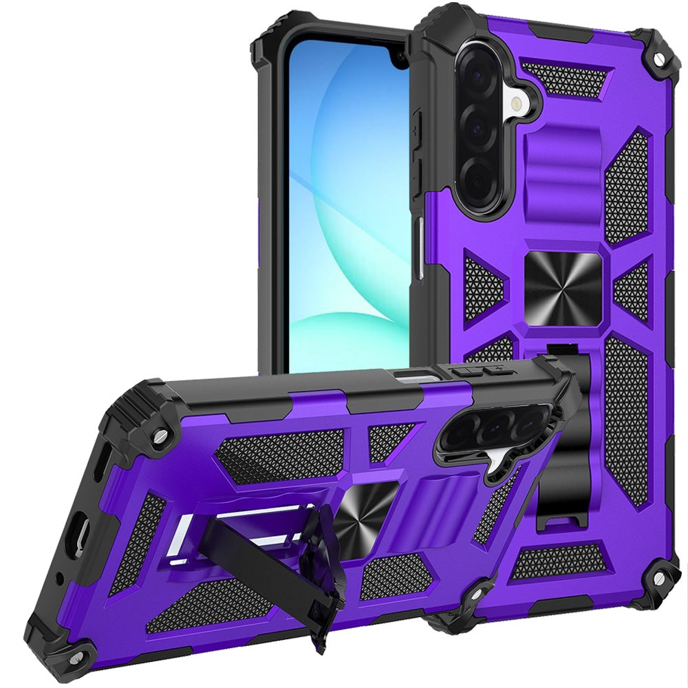 For Samsung Galaxy A17 5G Hybrid Shockproof [Military Grade] Rugged Protective with Magnetic Car Mount & Invisible Stand Case Cover