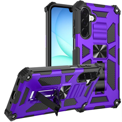 For Samsung Galaxy A17 5G Hybrid Shockproof [Military Grade] Rugged Protective with Magnetic Car Mount & Invisible Stand Case Cover