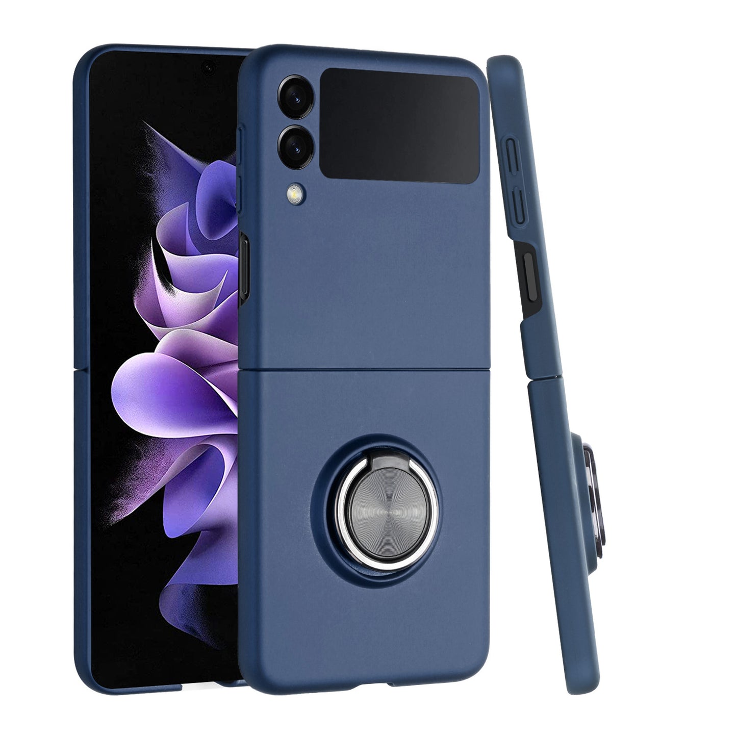 For Samsung Galaxy Z Fold 7 Matte Magnetic Ring Stand Hybrid, Shockproof Protective Silicone Fit Magnetic Car Mount Case Cover