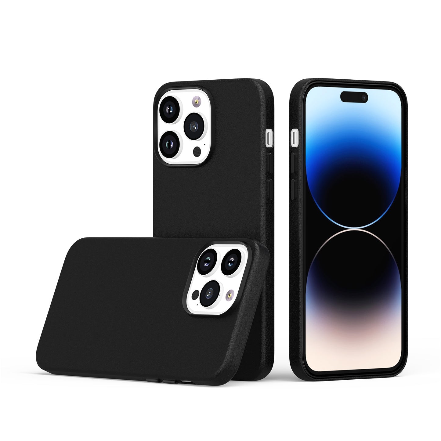 For Apple iPhone 16 Pro (6.3") PU Leather with inner Magnetic Circle Compatible with MagSafe, Rubber TPU Colored Metal Buttons Case Cover