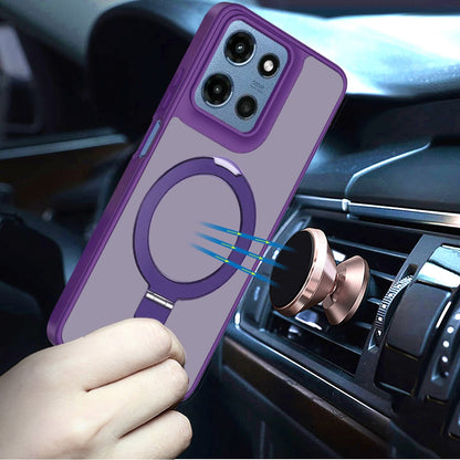 For Apple iPhone 11 Magnetic Circle Back with Ring Stand Full Rotation Matte Hybrid Shockproof Case Cover Purple