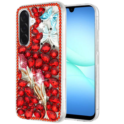 For Samsung Galaxy A17 5G Bling Crystal 3D Full Diamonds Luxury Sparkle Rhinestone Hybrid Protective Case Cover